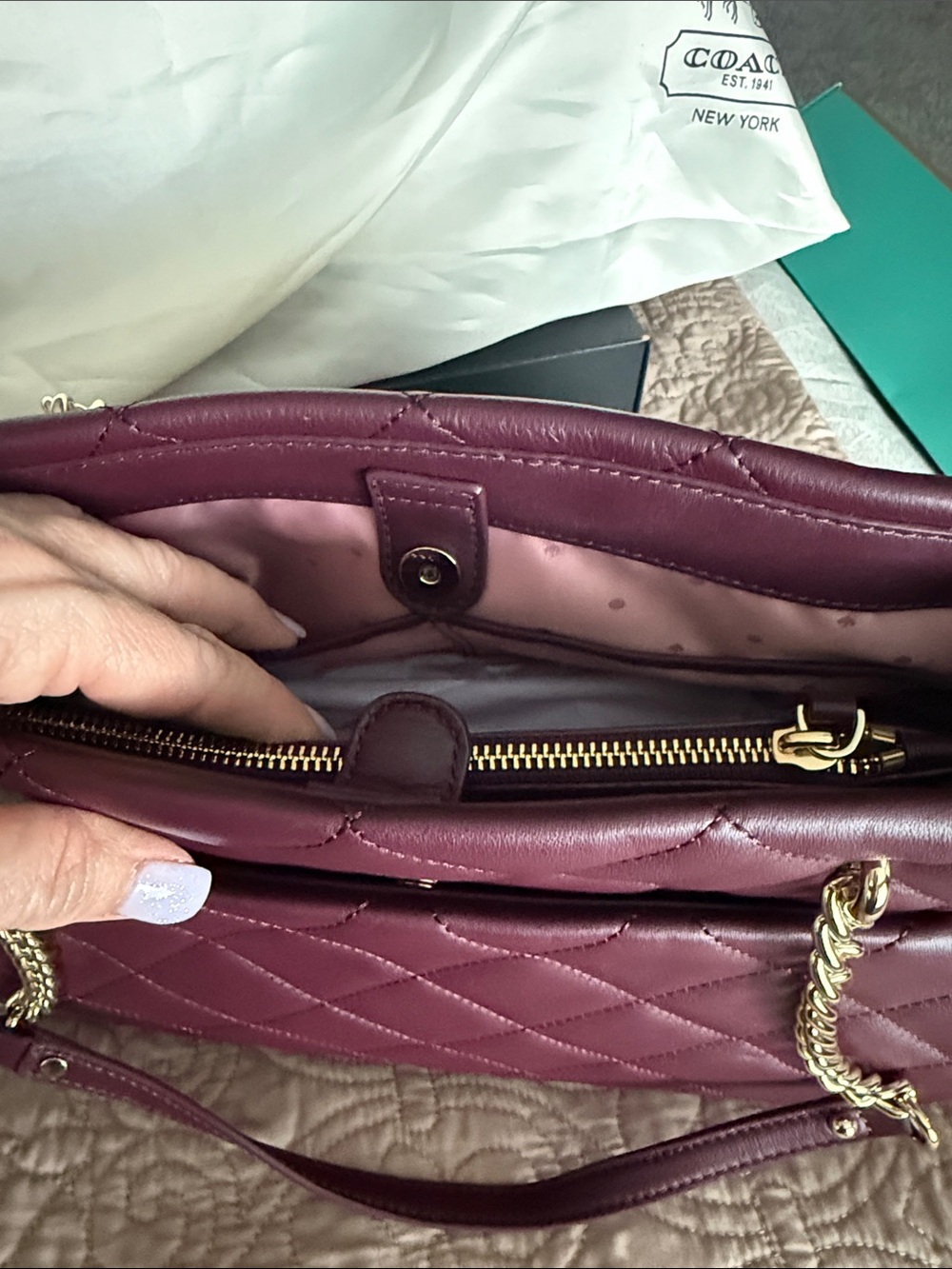 kate spade Emerson Place Phoebe Quilted Tote — Mulled Wine  NWT - Picture 10 of 12